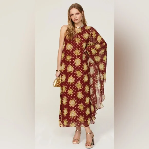 RIXO | Dresses | Rtr Sz Xs 4 Rixosunshine Ochre Liza Dress Shoulder  Burgundywine Gold Print | Poshmark